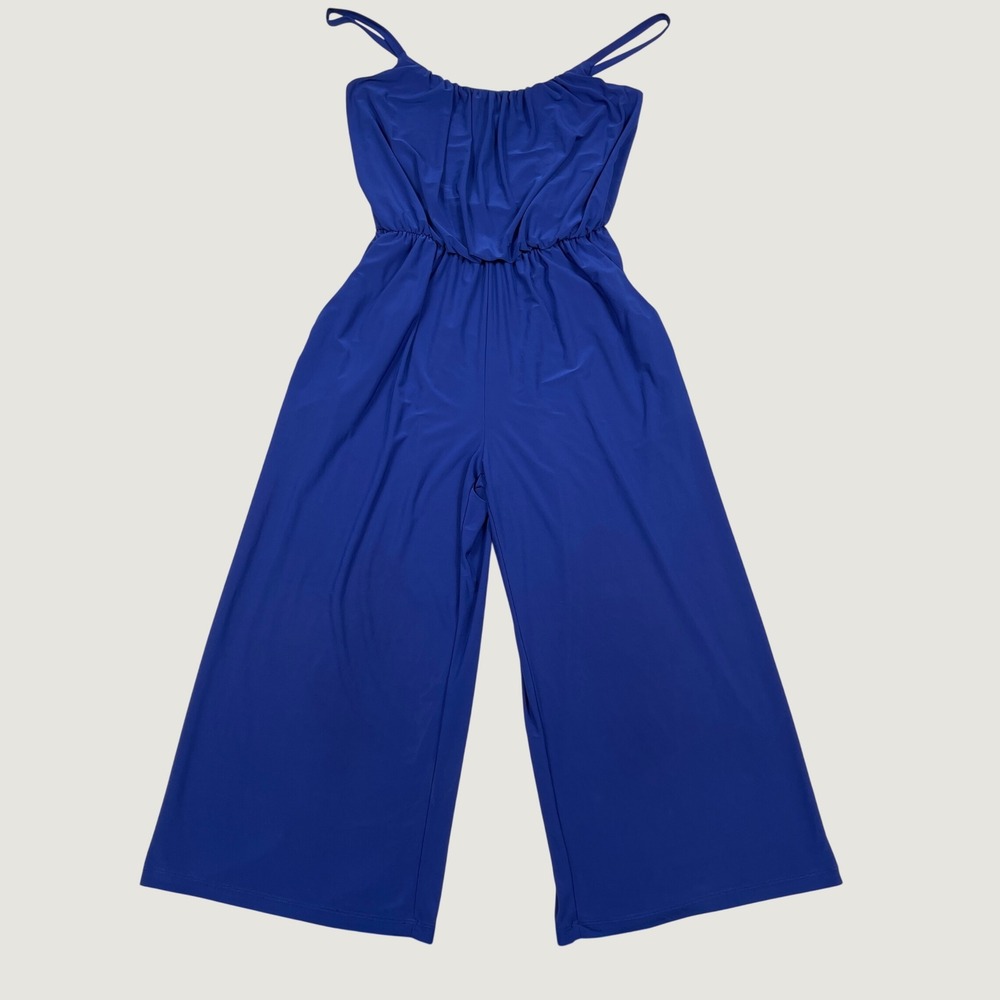 Kaileigh Jumpsuit Womens Small Blue Wide Leg Smocked Summer Casual Boho